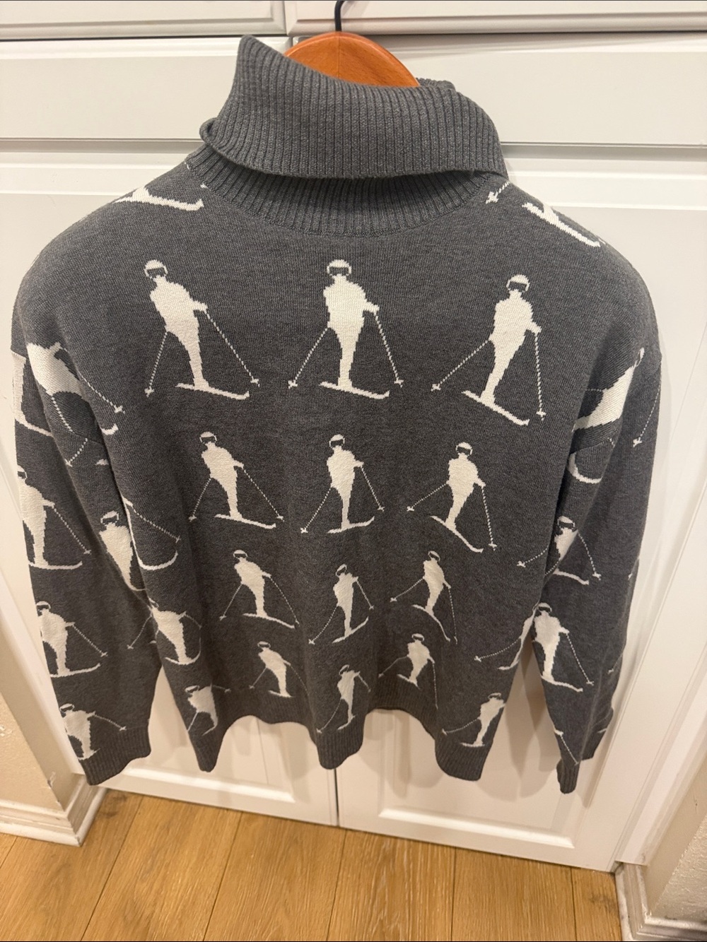 Alp N Rock Gray and White Ski-Print Turtleneck Sweater